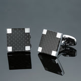 environment-friendly carbon fiber Mahogany cufflinks Square Laser lattice carving pattern men's French shirt cufflinks