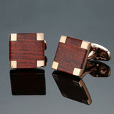 environment-friendly carbon fiber Mahogany cufflinks Square Laser lattice carving pattern men's French shirt cufflinks