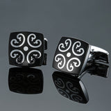 environment-friendly carbon fiber Mahogany cufflinks Square Laser lattice carving pattern men's French shirt cufflinks