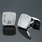environment-friendly carbon fiber Mahogany cufflinks Square Laser lattice carving pattern men's French shirt cufflinks