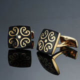 environment-friendly carbon fiber Mahogany cufflinks Square Laser lattice carving pattern men's French shirt cufflinks