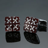 environment-friendly carbon fiber Mahogany cufflinks Square Laser lattice carving pattern men's French shirt cufflinks