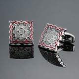 environment-friendly carbon fiber Mahogany cufflinks Square Laser lattice carving pattern men's French shirt cufflinks