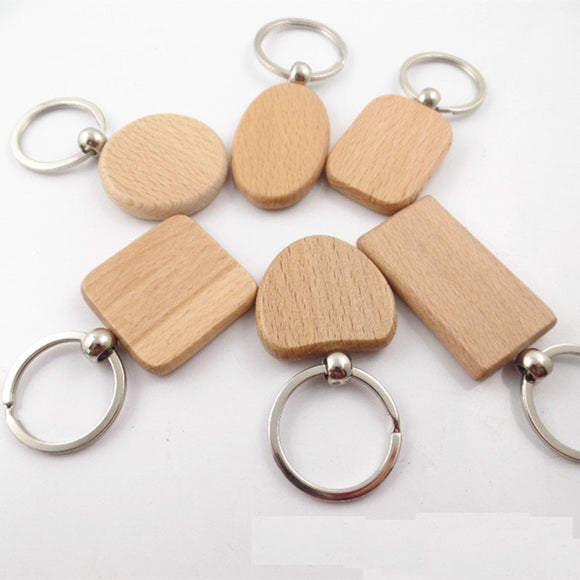 20pcs Blank Round Rectangle Wooden Key Chain DIY Promotion Customized Wood keychains Key Tags Promotional Gifts