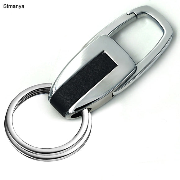 Men New Silver Key chain fashion Double ring Separate your home and office keys Women Charm Car key Ring Best Gift