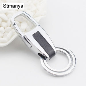 Men New Silver Key chain fashion Double ring Separate your home and office keys Women Charm Car key Ring Best Gift