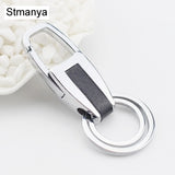 Men New Silver Key chain fashion Double ring Separate your home and office keys Women Charm Car key Ring Best Gift