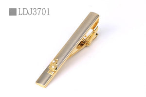 New Tie Clips Men's Metal Necktie Bar Crystal Dress Shirts Tie Pin For Wedding Ceremony Metal Gold Tie Clip Man Accessories