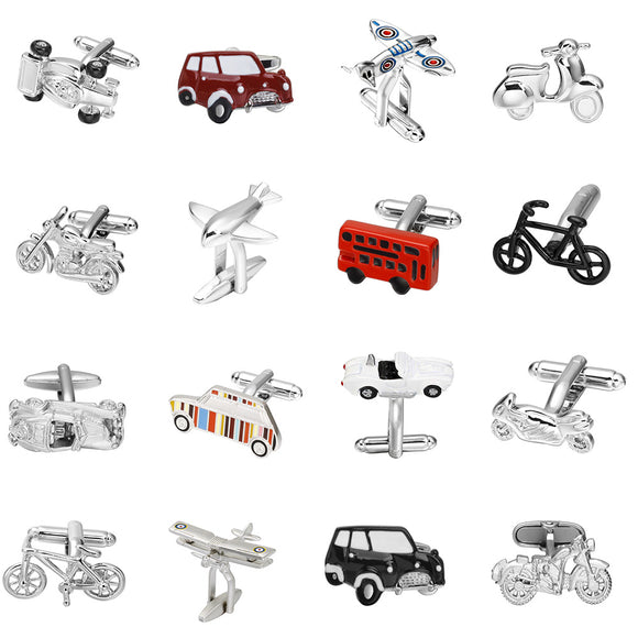 MeMolissa Free Shipping 18 Styles Vintage Bus Cufflinks Novelty Traffic Car/Airplane/Bicycle/Motorcycle Design Cooper Material