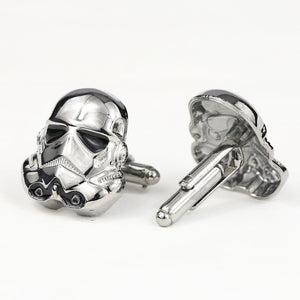 Star Wars Cufflinks Galactic Empire Imperial Stormtrooper Enamel Mask Shirt Brand Cuff Buttons Silver Plated Cuff Links Jewelry