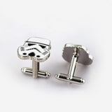 Star Wars Cufflinks Galactic Empire Imperial Stormtrooper Enamel Mask Shirt Brand Cuff Buttons Silver Plated Cuff Links Jewelry