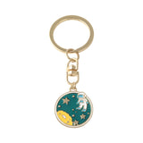 Escape from the earth ! UFO Space Craft Astronaut Rocket Planet Spaceman Universe Stars Enamel Key Ring KeyChain For astrophile