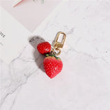 1PC Strawberry Red Heart Keychain Keyring For Women Girl Jewelry Simulated Fruit Cute Car Key Holder Keyring Best Friend K23