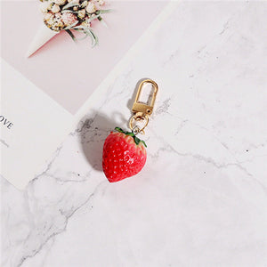 1PC Strawberry Red Heart Keychain Keyring For Women Girl Jewelry Simulated Fruit Cute Car Key Holder Keyring Best Friend K23