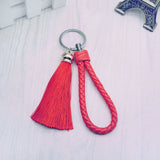 New Tassel Key Chain women Tassel KeyChain bag Car Key ring  - fringe and PU woven Keychains Tassels accessory jewelry #16018