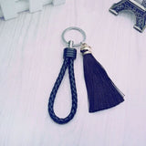New Tassel Key Chain women Tassel KeyChain bag Car Key ring  - fringe and PU woven Keychains Tassels accessory jewelry #16018