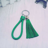 New Tassel Key Chain women Tassel KeyChain bag Car Key ring  - fringe and PU woven Keychains Tassels accessory jewelry #16018