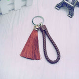 New Tassel Key Chain women Tassel KeyChain bag Car Key ring  - fringe and PU woven Keychains Tassels accessory jewelry #16018