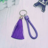 New Tassel Key Chain women Tassel KeyChain bag Car Key ring  - fringe and PU woven Keychains Tassels accessory jewelry #16018