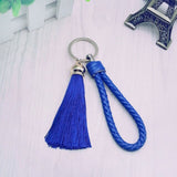 New Tassel Key Chain women Tassel KeyChain bag Car Key ring  - fringe and PU woven Keychains Tassels accessory jewelry #16018