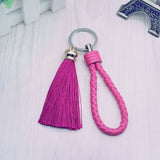 New Tassel Key Chain women Tassel KeyChain bag Car Key ring  - fringe and PU woven Keychains Tassels accessory jewelry #16018