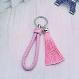 New Tassel Key Chain women Tassel KeyChain bag Car Key ring  - fringe and PU woven Keychains Tassels accessory jewelry #16018