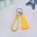 New Tassel Key Chain women Tassel KeyChain bag Car Key ring  - fringe and PU woven Keychains Tassels accessory jewelry #16018