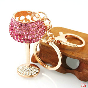 Rhinestone Crystal Elephant Keychain Pattern Purse Bag Car Charm Key Ring Buckle Clasp Gifts Pink Ear White Body Crystal