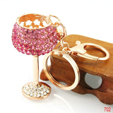Rhinestone Crystal Elephant Keychain Pattern Purse Bag Car Charm Key Ring Buckle Clasp Gifts Pink Ear White Body Crystal