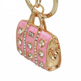 Rhinestone Crystal Elephant Keychain Pattern Purse Bag Car Charm Key Ring Buckle Clasp Gifts Pink Ear White Body Crystal