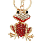Rhinestone Crystal Elephant Keychain Pattern Purse Bag Car Charm Key Ring Buckle Clasp Gifts Pink Ear White Body Crystal