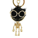 Rhinestone Crystal Elephant Keychain Pattern Purse Bag Car Charm Key Ring Buckle Clasp Gifts Pink Ear White Body Crystal