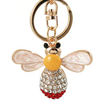 Rhinestone Crystal Elephant Keychain Pattern Purse Bag Car Charm Key Ring Buckle Clasp Gifts Pink Ear White Body Crystal