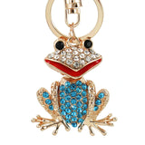 Rhinestone Crystal Elephant Keychain Pattern Purse Bag Car Charm Key Ring Buckle Clasp Gifts Pink Ear White Body Crystal