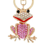 Rhinestone Crystal Elephant Keychain Pattern Purse Bag Car Charm Key Ring Buckle Clasp Gifts Pink Ear White Body Crystal