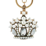 Rhinestone Crystal Elephant Keychain Pattern Purse Bag Car Charm Key Ring Buckle Clasp Gifts Pink Ear White Body Crystal