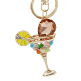 Rhinestone Crystal Elephant Keychain Pattern Purse Bag Car Charm Key Ring Buckle Clasp Gifts Pink Ear White Body Crystal