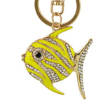 Rhinestone Crystal Elephant Keychain Pattern Purse Bag Car Charm Key Ring Buckle Clasp Gifts Pink Ear White Body Crystal